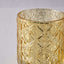 6-Pack Mercury Glass Candle Holders Shiny Gold with Geometric Design - Votive Tealight Holders 3"