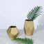 Set of 2 Glass Flower Vases Geometric Design Matte Gold - Stylish Modern Candle Holder Centerpieces 5", 8"