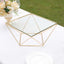 Metal Cake Stand Geometric Pedestal Riser Design Gold with Square Glass Top - Display Centerpiece 12"