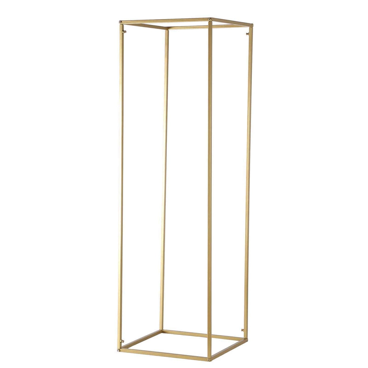 2-Pack Wedding Flower Stand Gold Metal Geometric Column Frame Rectangular - Versatile Floral Pedestal for Sophisticated Arrangements 40"