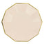 25-Pack Paper 9" Decagon Dinner Plates in Beige with Gold Foil Rim - Disposable Geometric Party Plates for Modern Weddings & Events