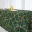 Polyester 90"x132" Rectangle Tablecloth Hunter Emerald Green with Gold Foil Geometric Pattern - Wrinkle-Resistant Seamless Table Cover
