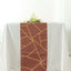 Polyester 9ft Table Runner Terracotta (Rust) with Gold Foil Modern Geometric Accent