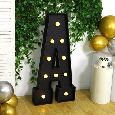 Giant LED Marquee Light Up Letter ’A’ Black 4ft Pre-Cut Foam Board with 10 Warm White Battery Operated LEDs Glue Gun