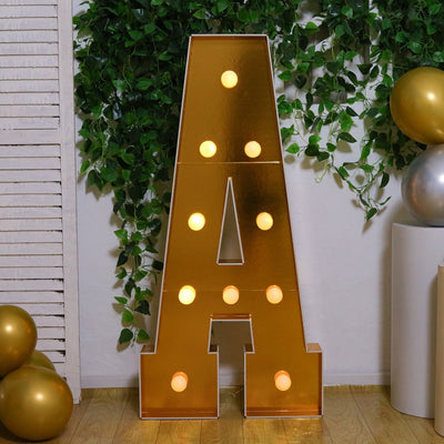 Giant LED Marquee Light Up Letter ’A’ Gold 4ft Pre-Cut Foam Board with 10 Warm White Battery Operated LEDs Glue Gun