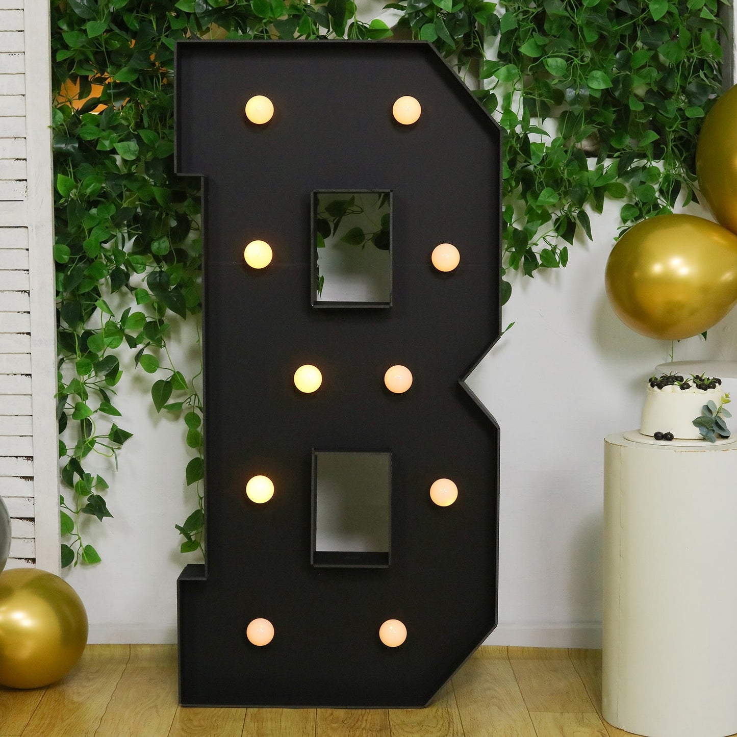 Giant LED Marquee Light Up Letter ’B’ Black 4ft Pre-Cut Foam Board with 10 Warm White Battery Operated LEDs Glue Gun