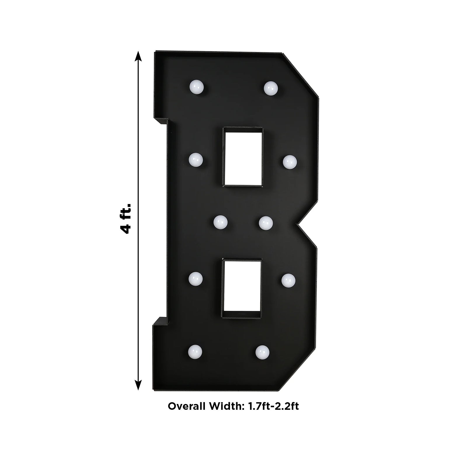 Giant LED Marquee Light Up Letter ’B’ Black 4ft Pre-Cut Foam Board with 10 Warm White Battery Operated LEDs Glue Gun