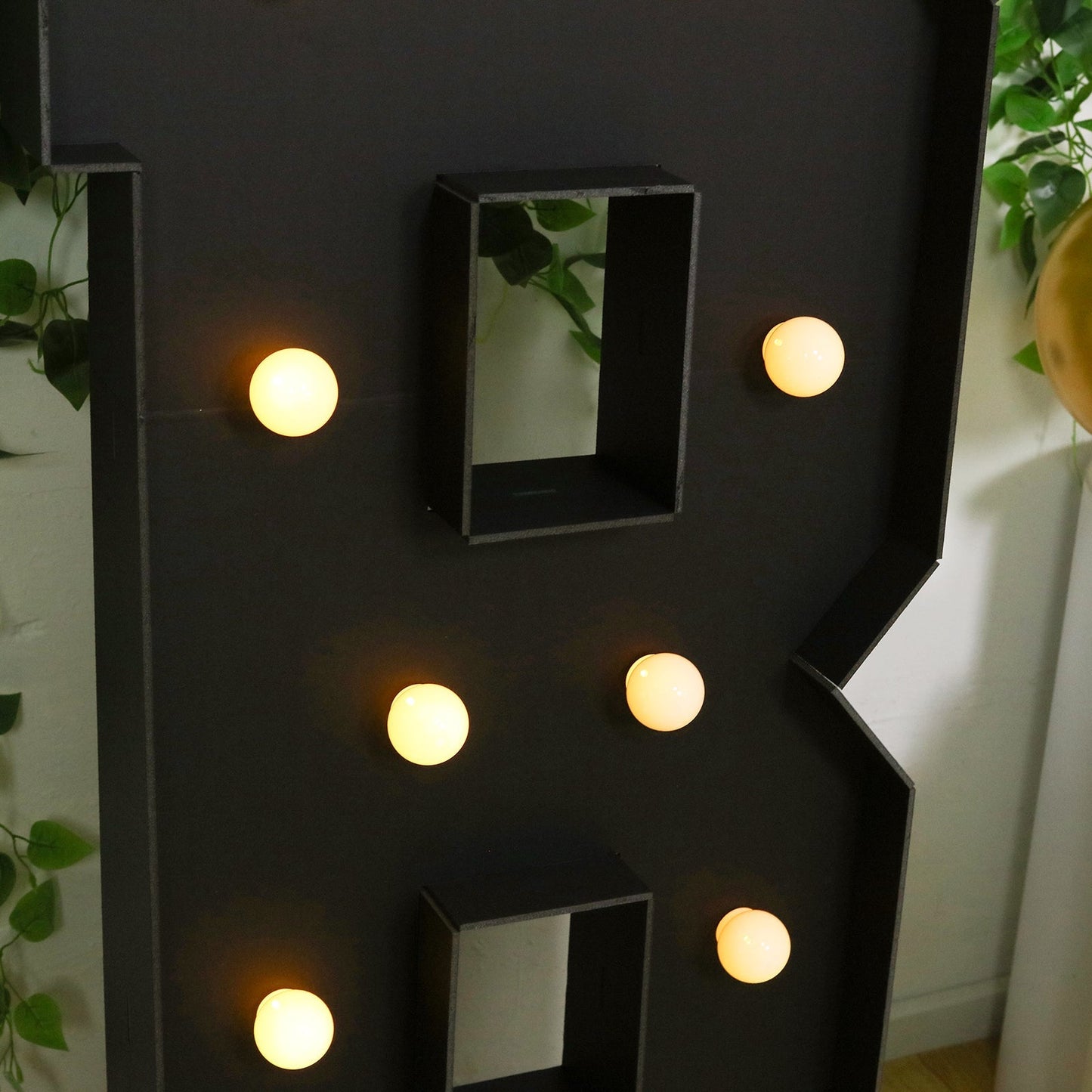 Giant LED Marquee Light Up Letter ’B’ Black 4ft Pre-Cut Foam Board with 10 Warm White Battery Operated LEDs Glue Gun
