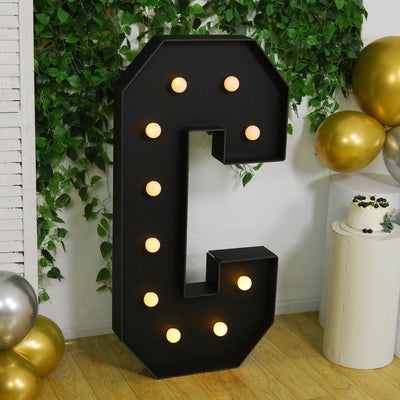 Giant LED Marquee Light Up Letter ’C’ Black 4ft Pre-Cut Foam Board with 10 Warm White Battery Operated LEDs Glue Gun
