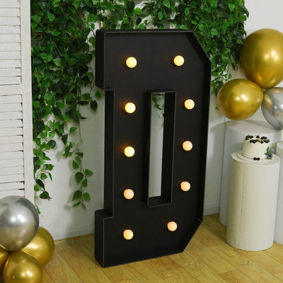 Giant LED Marquee Light Up Letter ’D’ Black 4ft Pre-Cut Foam Board with 10 Warm White Battery Operated LEDs Glue Gun