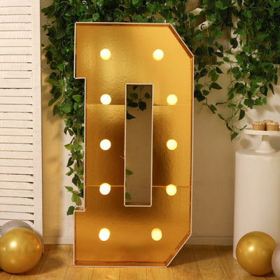 Giant LED Marquee Light Up Letter ’D’ Gold 4ft Pre-Cut Foam Board with 10 Warm White Battery Operated LEDs Glue Gun