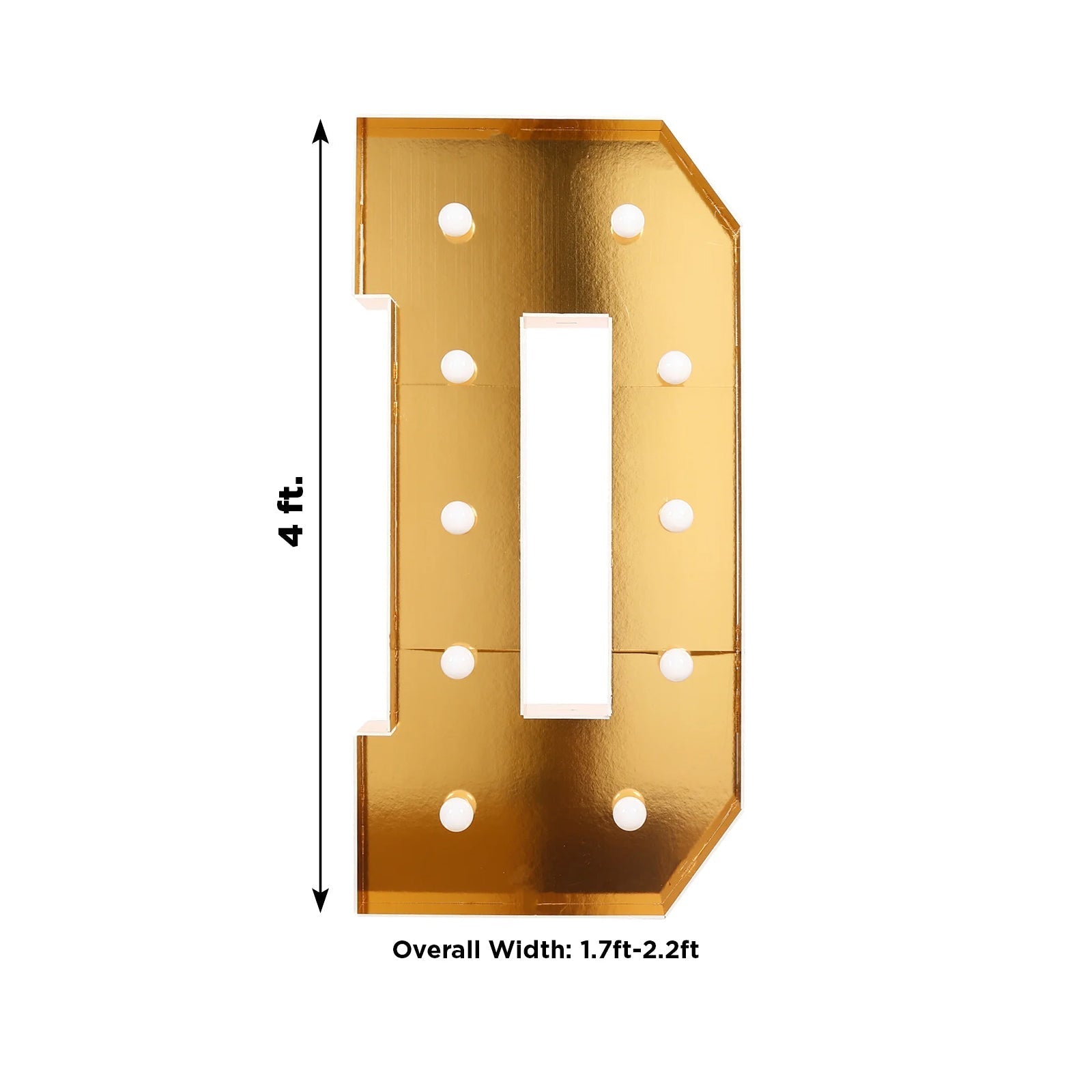 Giant LED Marquee Light Up Letter ’D’ Gold 4ft Pre-Cut Foam Board with 10 Warm White Battery Operated LEDs Glue Gun