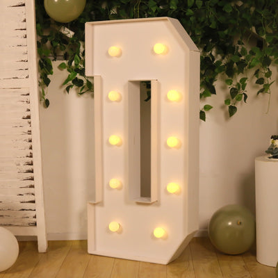 Giant LED Marquee Light Up Letter ’D’ White 4ft Pre-Cut Foam Board with 10 Warm White Battery Operated LEDs Glue Gun