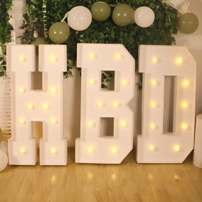 Giant LED Marquee Light Up Letter ’D’ White 4ft Pre-Cut Foam Board with 10 Warm White Battery Operated LEDs Glue Gun