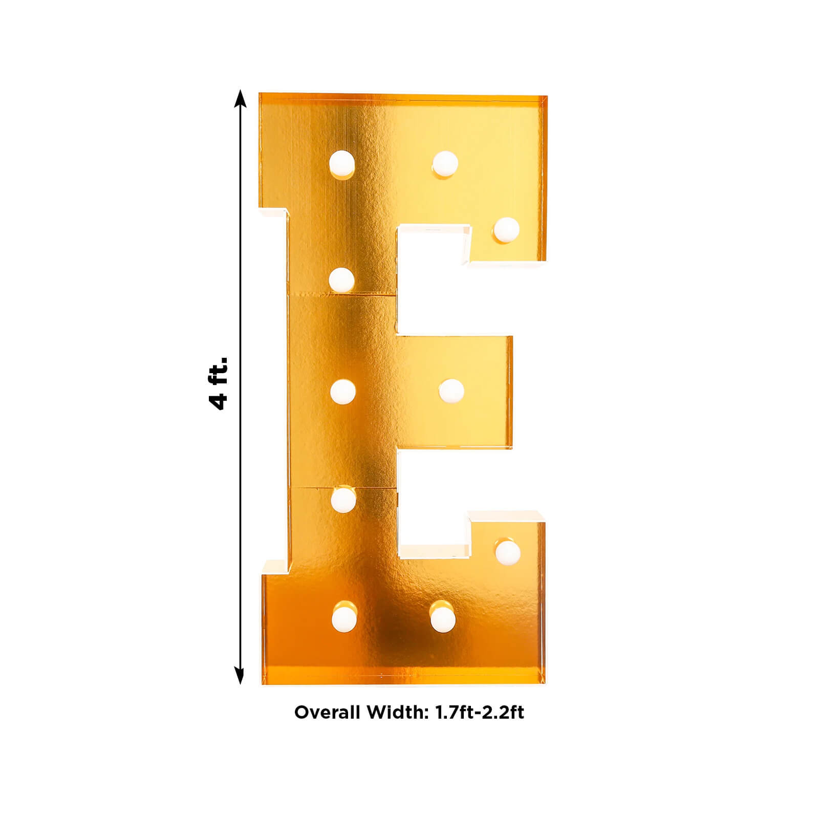 Giant LED Marquee Light Up Letter ’E’ Gold 4ft Pre-Cut Foam Board with 10 Warm White Battery Operated LEDs Glue Gun