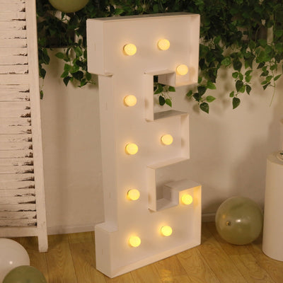 Giant LED Marquee Light Up Letter ’E’ White 4ft Pre-Cut Foam Board with 10 Warm White Battery Operated LEDs Glue Gun