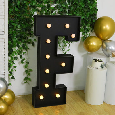 Giant LED Marquee Light Up Letter ’F’ Black 4ft Pre-Cut Foam Board with 10 Warm White Battery Operated LEDs Glue Gun