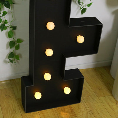 Giant LED Marquee Light Up Letter ’F’ Black 4ft Pre-Cut Foam Board with 10 Warm White Battery Operated LEDs Glue Gun