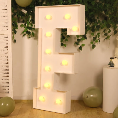 Giant LED Marquee Light Up Letter ’F’ White 4ft Pre-Cut Foam Board with 10 Warm White Battery Operated LEDs Glue Gun