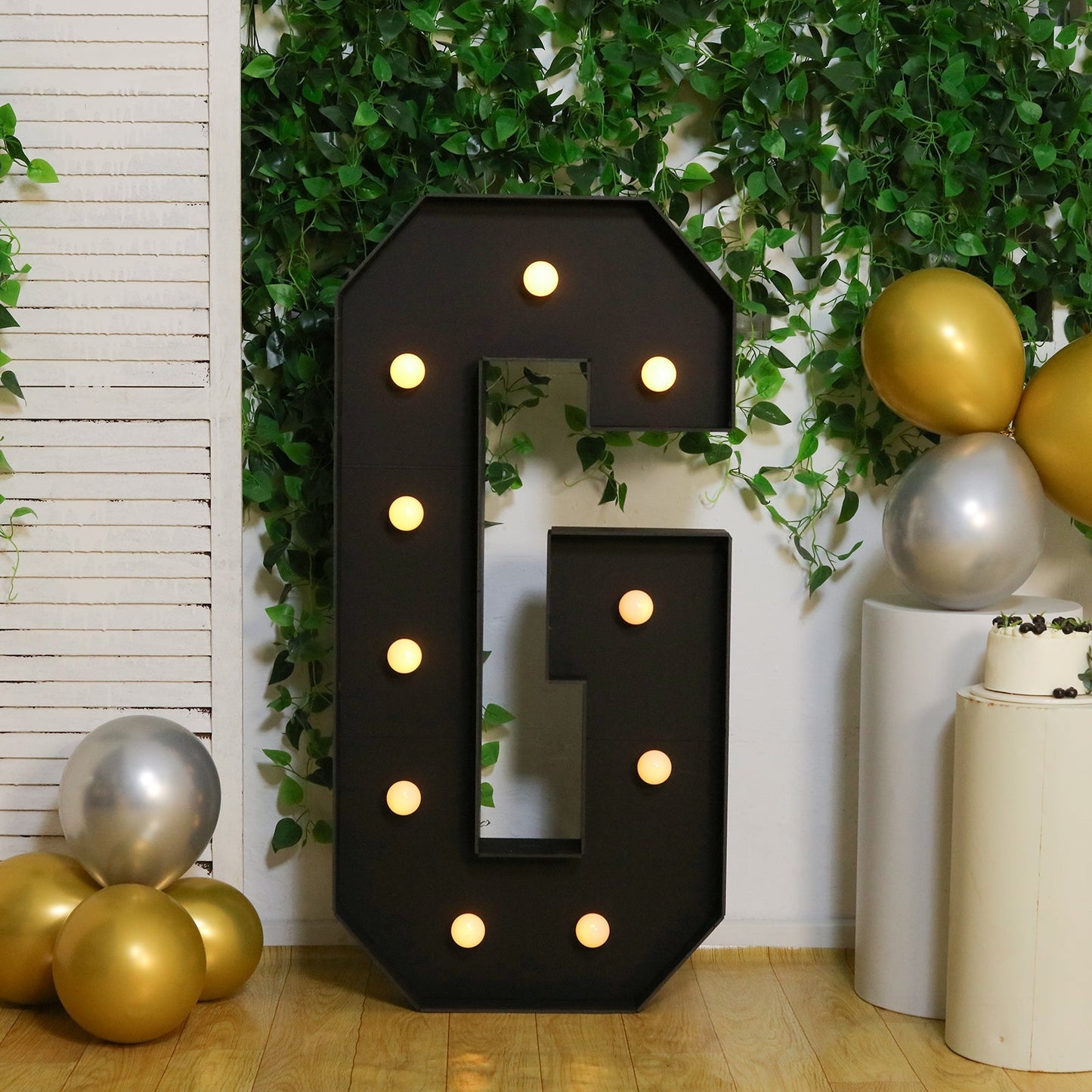 Giant LED Marquee Light Up Letter ’G’ Black 4ft Pre-Cut Foam Board with 10 Warm White Battery Operated LEDs Glue Gun