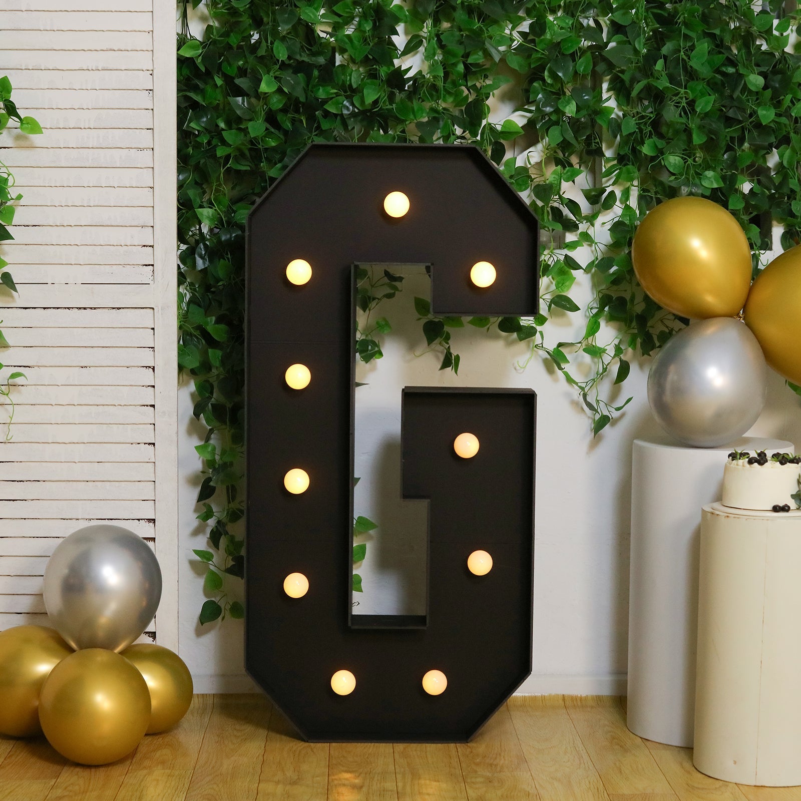 Giant LED Marquee Light Up Letter ’G’ Black 4ft Pre-Cut Foam Board with 10 Warm White Battery Operated LEDs Glue Gun