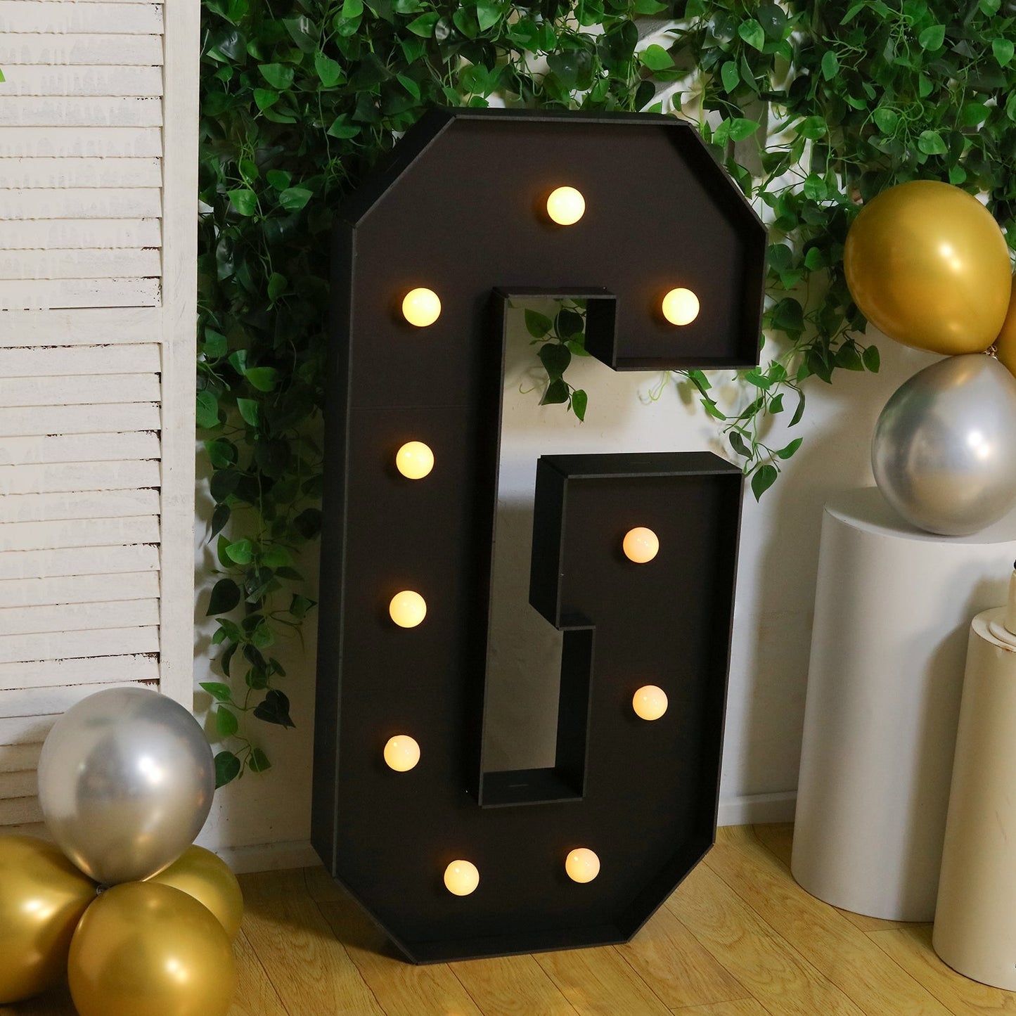 Giant LED Marquee Light Up Letter ’G’ Black 4ft Pre-Cut Foam Board with 10 Warm White Battery Operated LEDs Glue Gun