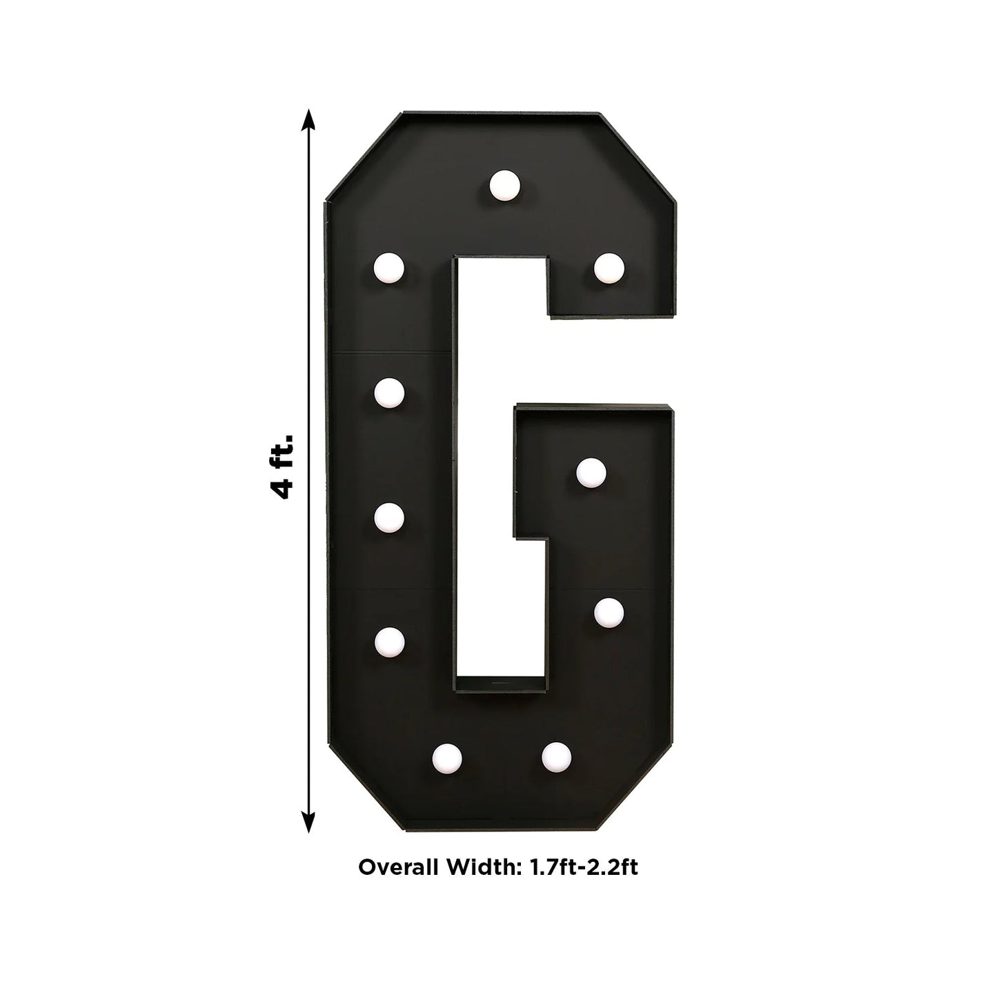 Giant LED Marquee Light Up Letter ’G’ Black 4ft Pre-Cut Foam Board with 10 Warm White Battery Operated LEDs Glue Gun