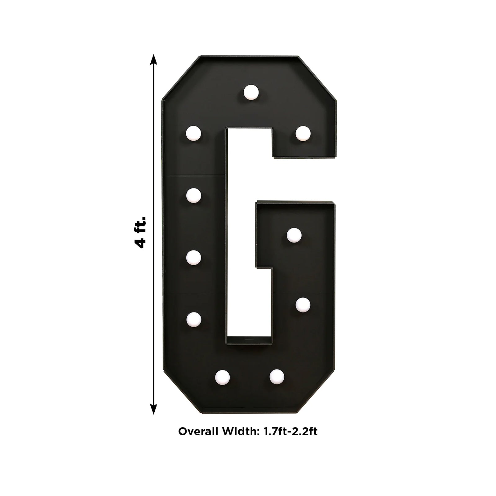 Giant LED Marquee Light Up Letter ’G’ Black 4ft Pre-Cut Foam Board with 10 Warm White Battery Operated LEDs Glue Gun