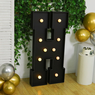 Giant LED Marquee Light Up Letter ’H’ Black 4ft Pre-Cut Foam Board with 10 Warm White Battery Operated LEDs Glue Gun