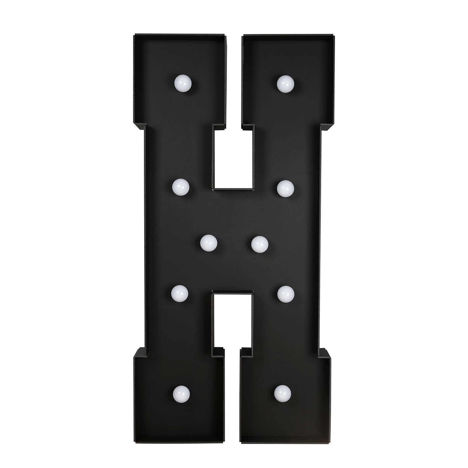 Giant LED Marquee Light Up Letter ’H’ Black 4ft Pre-Cut Foam Board with 10 Warm White Battery Operated LEDs Glue Gun