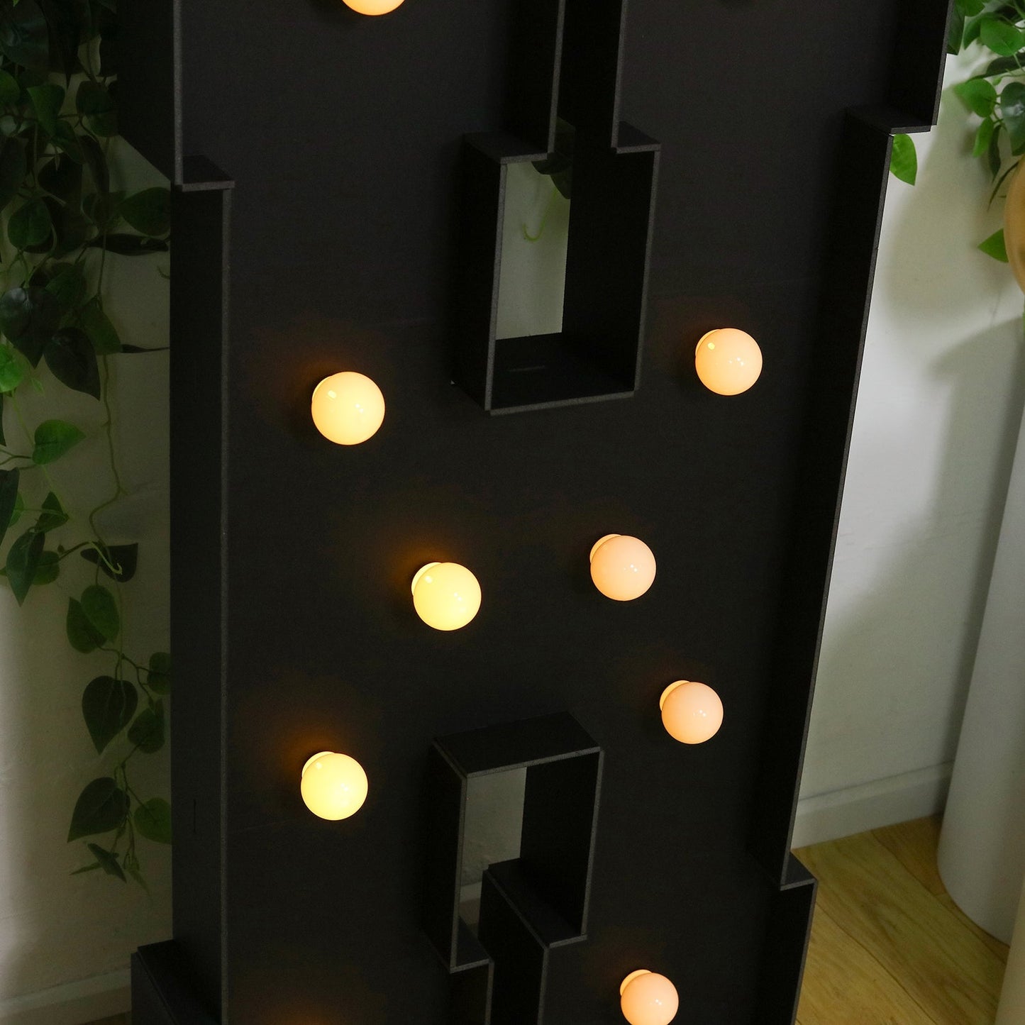 Giant LED Marquee Light Up Letter ’H’ Black 4ft Pre-Cut Foam Board with 10 Warm White Battery Operated LEDs Glue Gun