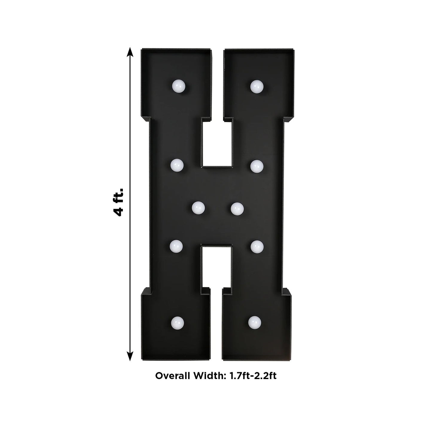 Giant LED Marquee Light Up Letter ’H’ Black 4ft Pre-Cut Foam Board with 10 Warm White Battery Operated LEDs Glue Gun