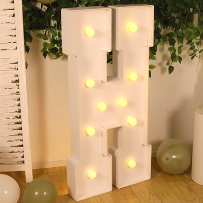 Giant LED Marquee Light Up Letter ’H’ White 4ft Pre-Cut Foam Board with 10 Warm White Battery Operated LEDs Glue Gun