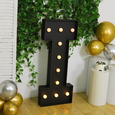 Giant LED Marquee Light Up Letter ’I’ Black 4ft Pre-Cut Foam Board with 10 Warm White Battery Operated LEDs Glue Gun