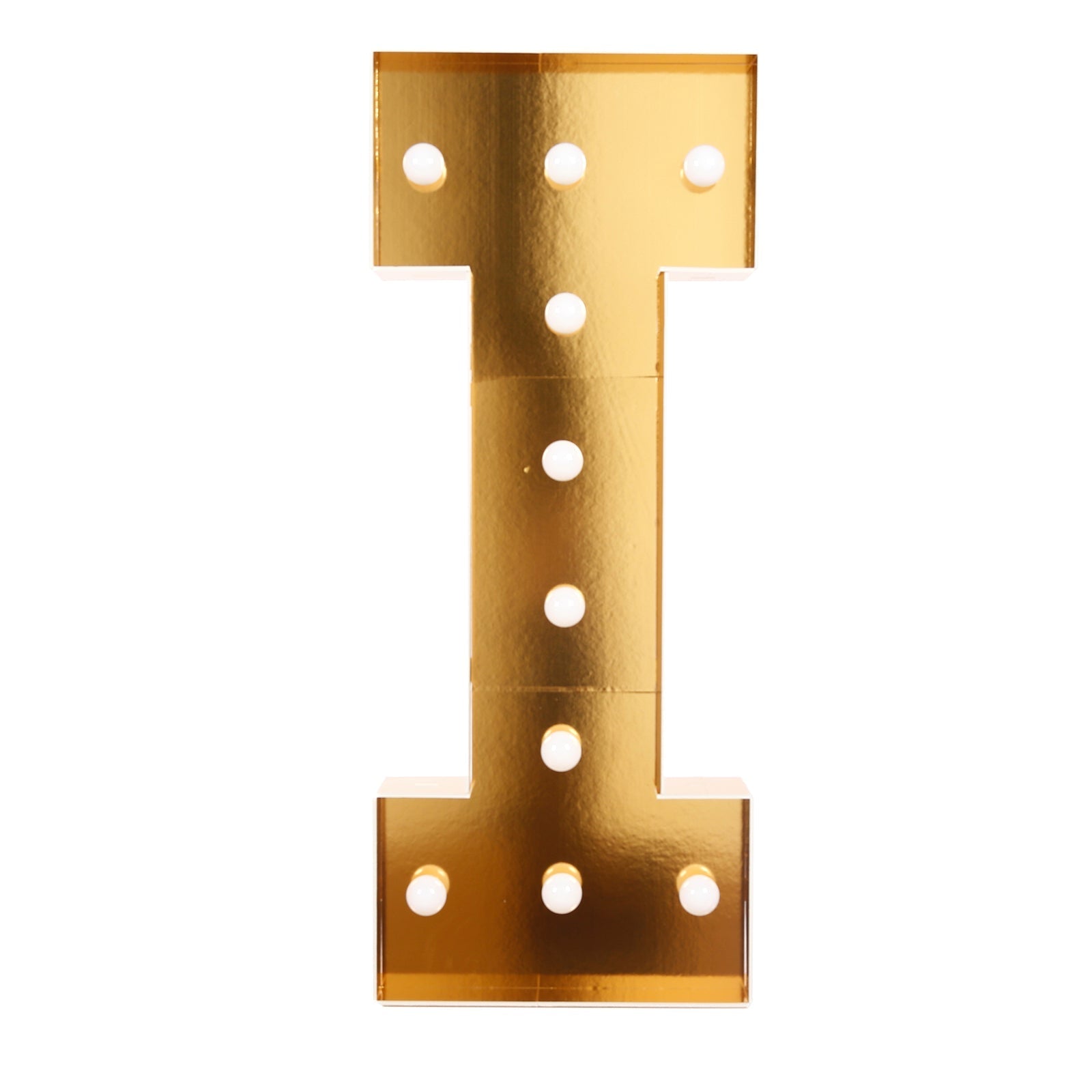 Giant LED Marquee Light Up Letter ’I’ Gold 4ft Pre-Cut Foam Board with 10 Warm White Battery Operated LEDs Glue Gun