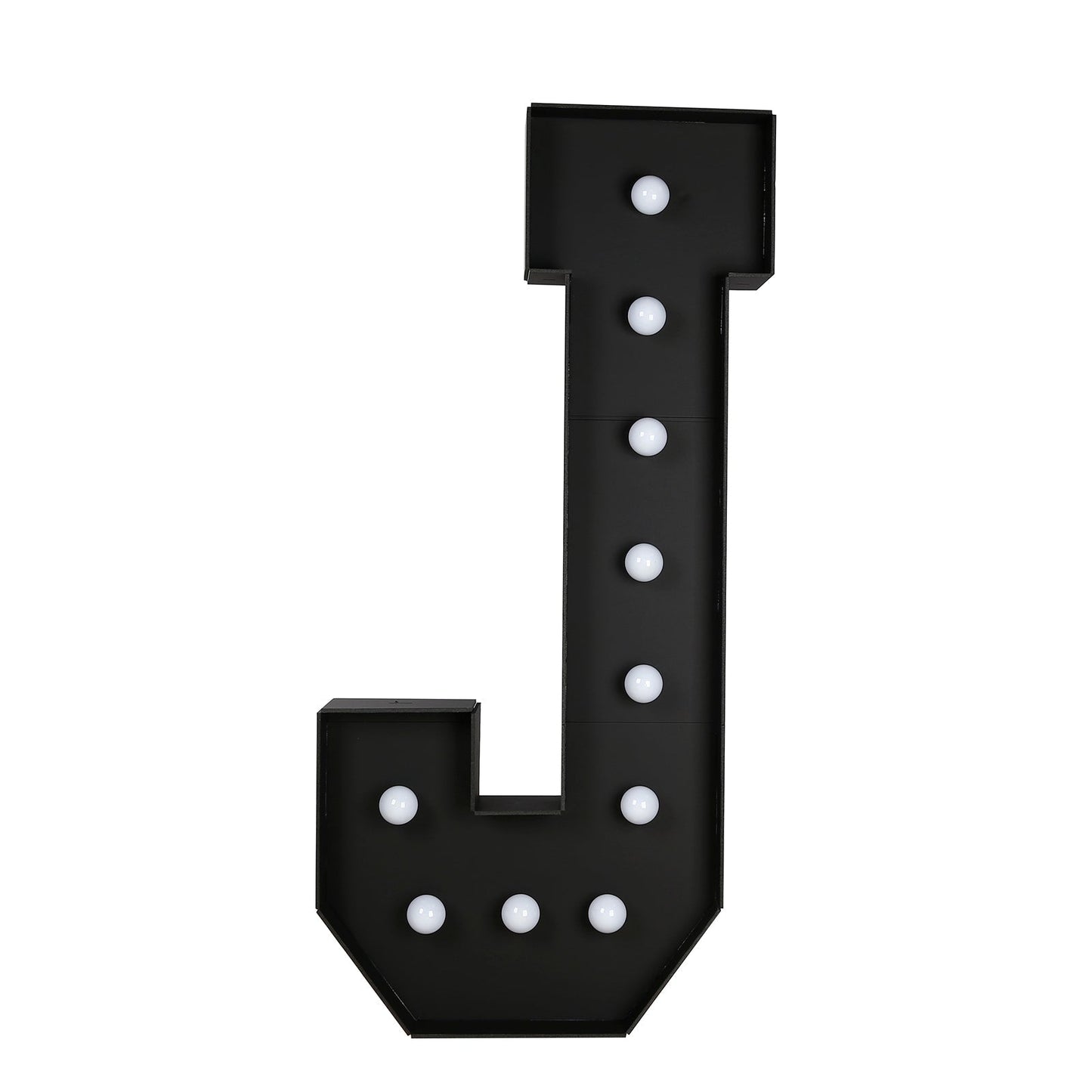 Giant LED Marquee Light Up Letter ’J’ Black 4ft Pre-Cut Foam Board with 10 Warm White Battery Operated LEDs Glue Gun