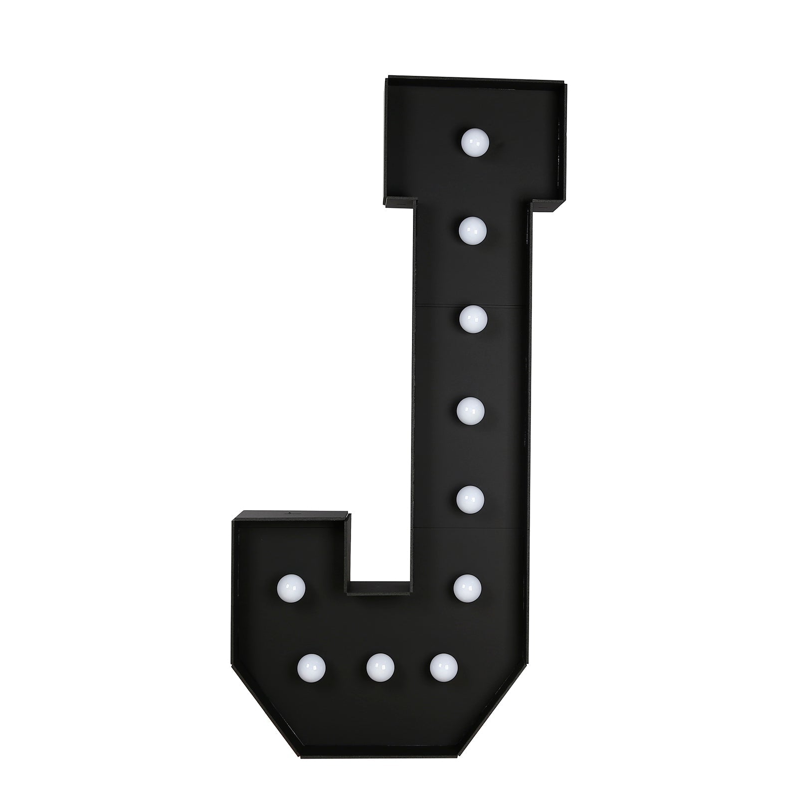Giant LED Marquee Light Up Letter ’J’ Black 4ft Pre-Cut Foam Board with 10 Warm White Battery Operated LEDs Glue Gun