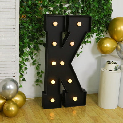 Giant LED Marquee Light Up Letter ’K’ Black 4ft Pre-Cut Foam Board with 10 Warm White Battery Operated LEDs Glue Gun