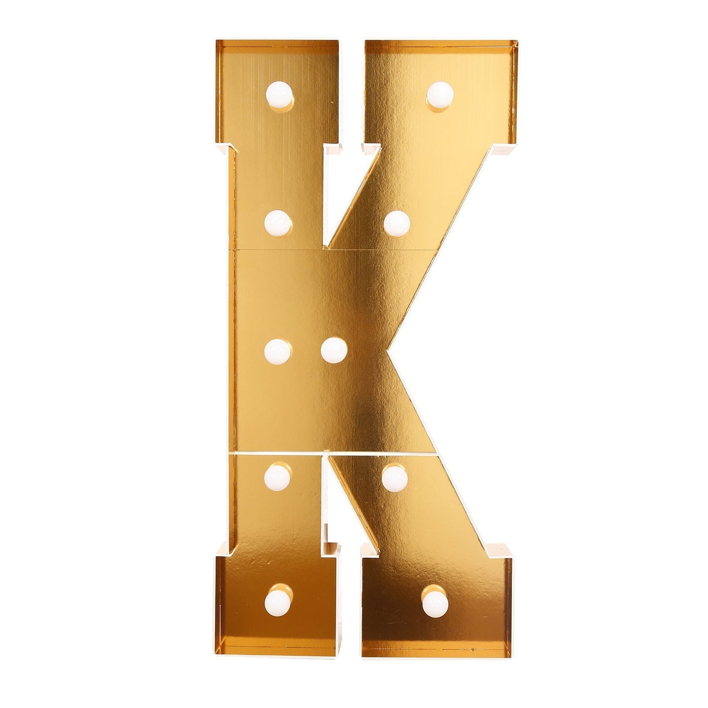 Giant LED Marquee Light Up Letter ’K’ Gold 4ft Pre-Cut Foam Board with 10 Warm White Battery Operated LEDs Glue Gun