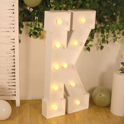 Giant LED Marquee Light Up Letter ’K’ White 4ft Pre-Cut Foam Board with 10 Warm White Battery Operated LEDs Glue Gun