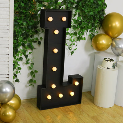 Giant LED Marquee Light Up Letter ’L’ Black 4ft Pre-Cut Foam Board with 10 Warm White Battery Operated LEDs Glue Gun
