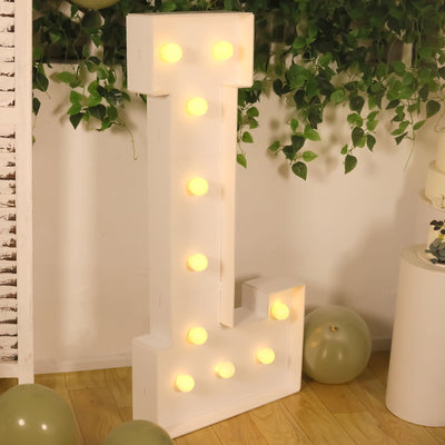 Giant LED Marquee Light Up Letter ’L’ White 4ft Pre-Cut Foam Board with 10 Warm White Battery Operated LEDs Glue Gun
