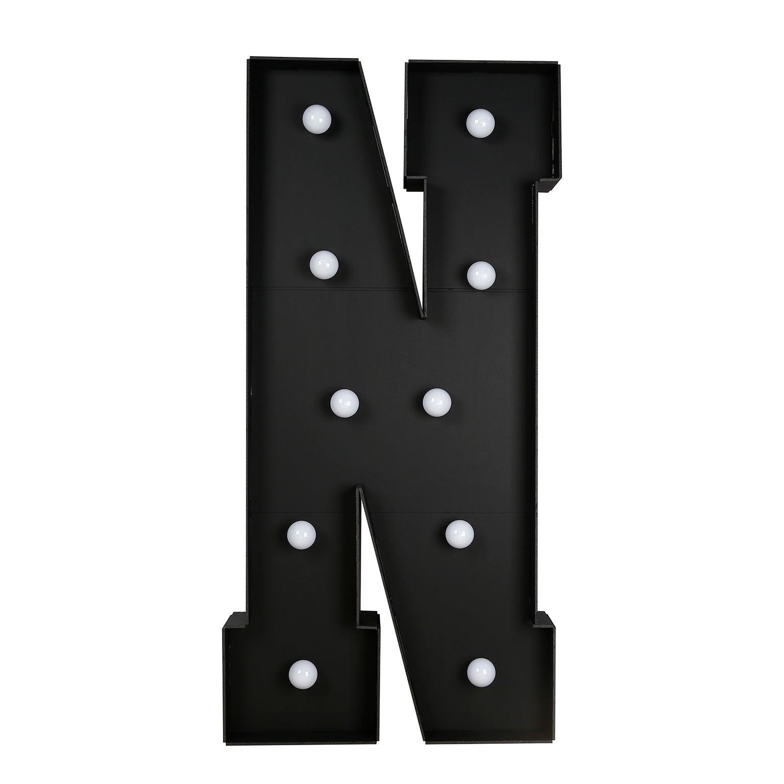Giant LED Marquee Light Up Letter ’N’ Black 4ft Pre-Cut Foam Board with 10 Warm White Battery Operated LEDs Glue Gun