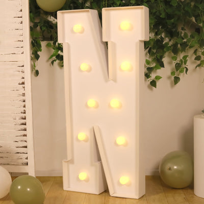 Giant LED Marquee Light Up Letter ’N’ White 4ft Pre-Cut Foam Board with 10 Warm White Battery Operated LEDs Glue Gun