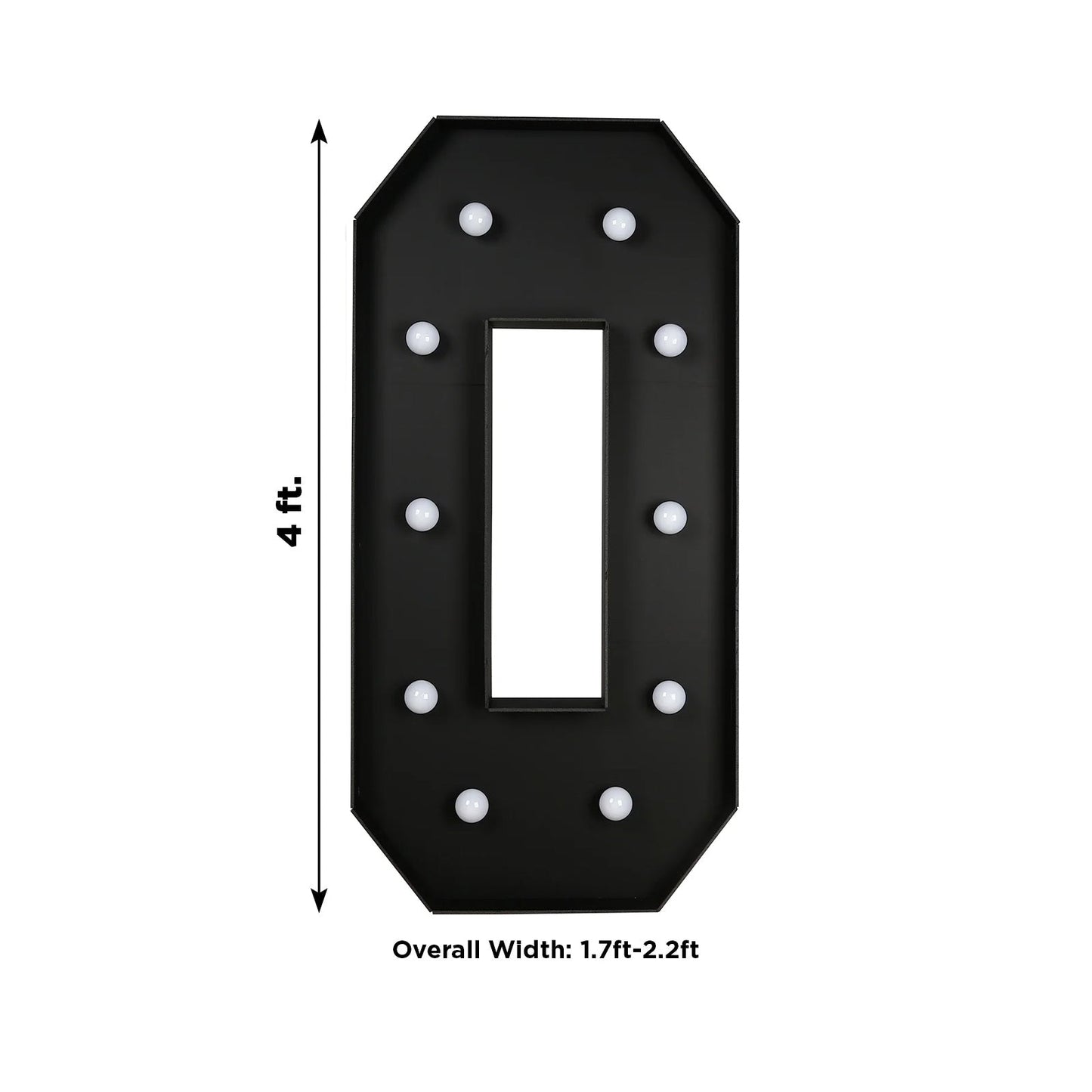 Giant LED Marquee Light Up Letter ’O’ Black 4ft Pre-Cut Foam Board with 10 Warm White Battery Operated LEDs Glue Gun