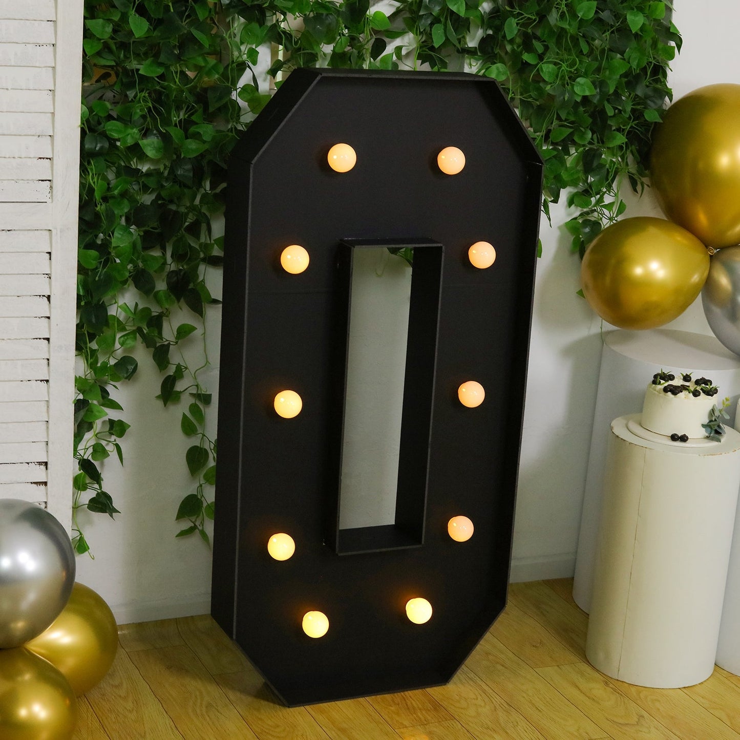 Giant LED Marquee Light Up Letter ’O’ Black 4ft Pre-Cut Foam Board with 10 Warm White Battery Operated LEDs Glue Gun