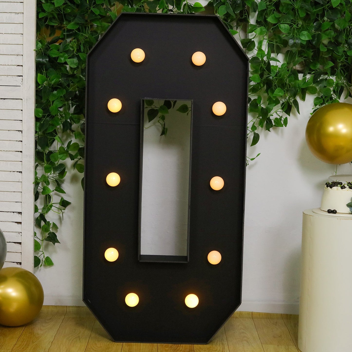 Giant LED Marquee Light Up Letter ’O’ Black 4ft Pre-Cut Foam Board with 10 Warm White Battery Operated LEDs Glue Gun