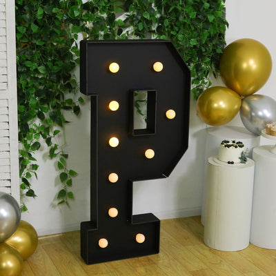 Giant LED Marquee Light Up Letter ’P’ Black 4ft Pre-Cut Foam Board with 10 Warm White Battery Operated LEDs Glue Gun