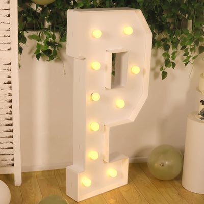 Giant LED Marquee Light Up Letter ’P’ White 4ft Pre-Cut Foam Board with 10 Warm White Battery Operated LEDs Glue Gun
