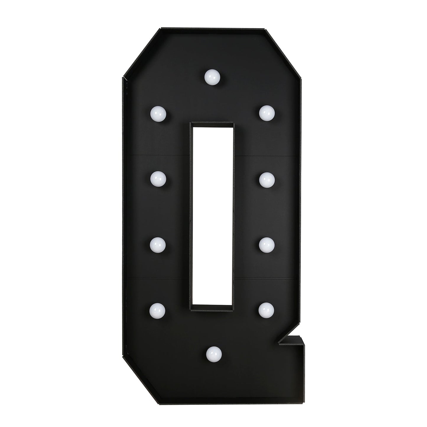 Giant LED Marquee Light Up Letter ’Q’ Black 4ft Pre-Cut Foam Board with 10 Warm White Battery Operated LEDs Glue Gun